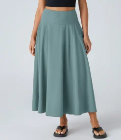 Maxi & Midi Skirts|Flowy Skirts<HALARA Breezeful™ High Waisted Tie Pocket 2-in-1 Flowy Quick Dry Midi Casual Skirt