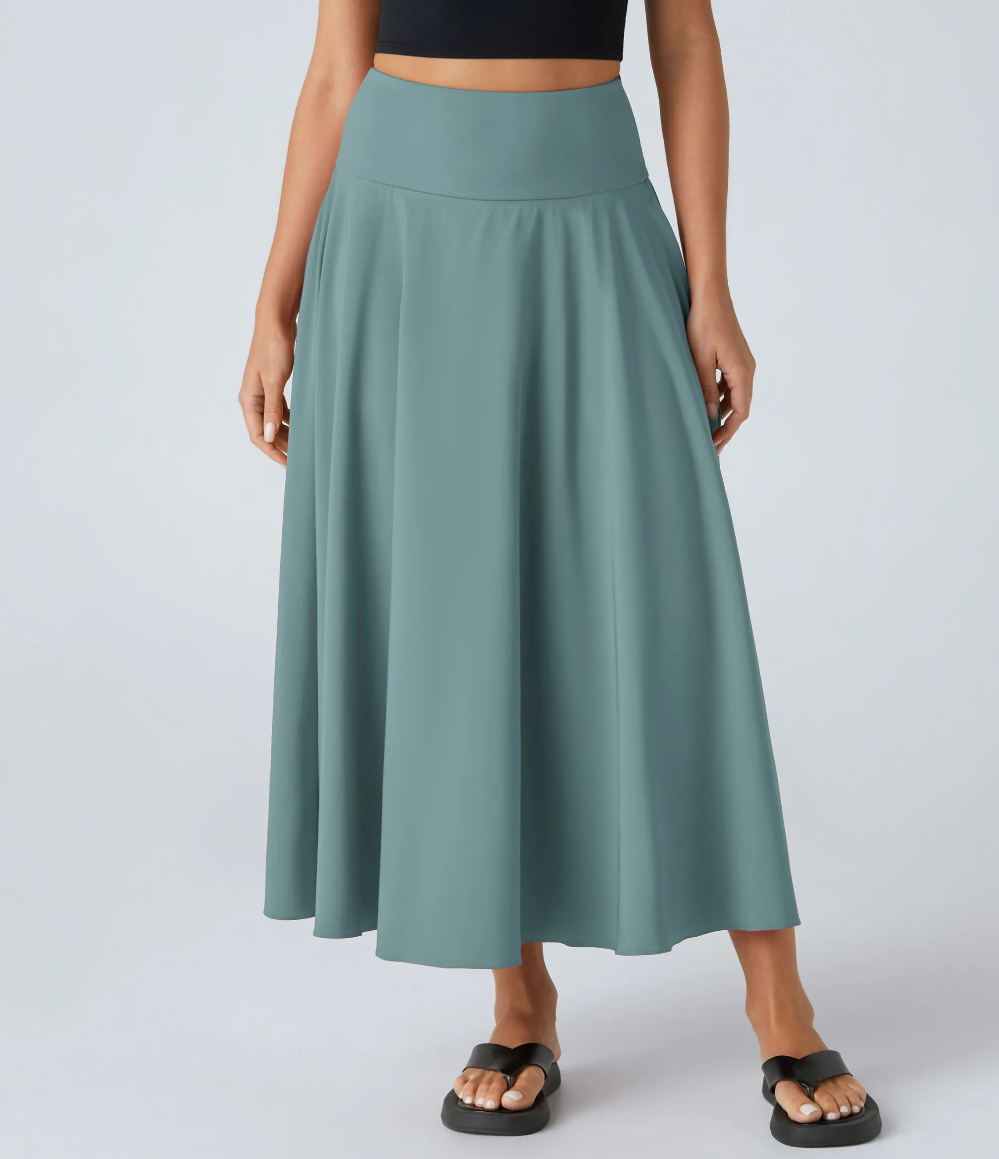 Maxi & Midi Skirts|Flowy Skirts<HALARA Breezeful™ High Waisted Tie Pocket 2-in-1 Flowy Quick Dry Midi Casual Skirt