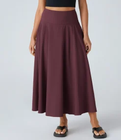 Maxi & Midi Skirts|Flowy Skirts<HALARA Breezeful™ High Waisted Tie Pocket 2-in-1 Flowy Quick Dry Midi Casual Skirt