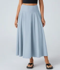 Maxi & Midi Skirts|Flowy Skirts<HALARA Breezeful™ High Waisted Tie Pocket 2-in-1 Flowy Quick Dry Midi Casual Skirt