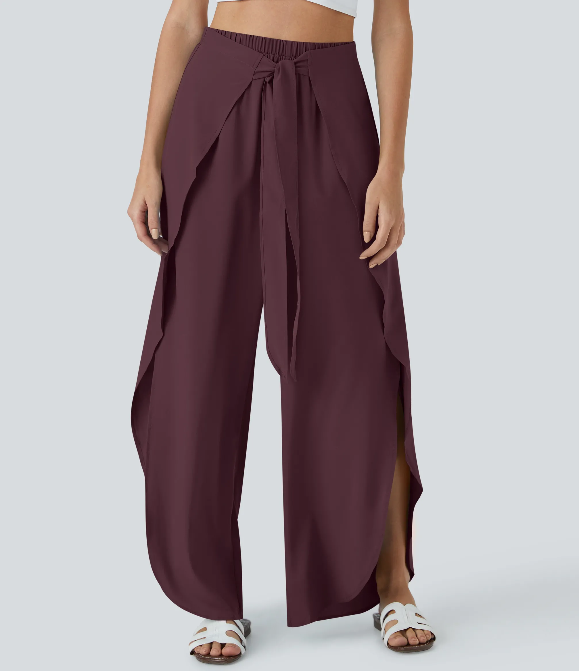 Flowy Pants|High-Waisted Pants<HALARA Breezeful™ High Waisted Tie Front Palazzo Flowy Wide Leg Quick Dry Casual Pants