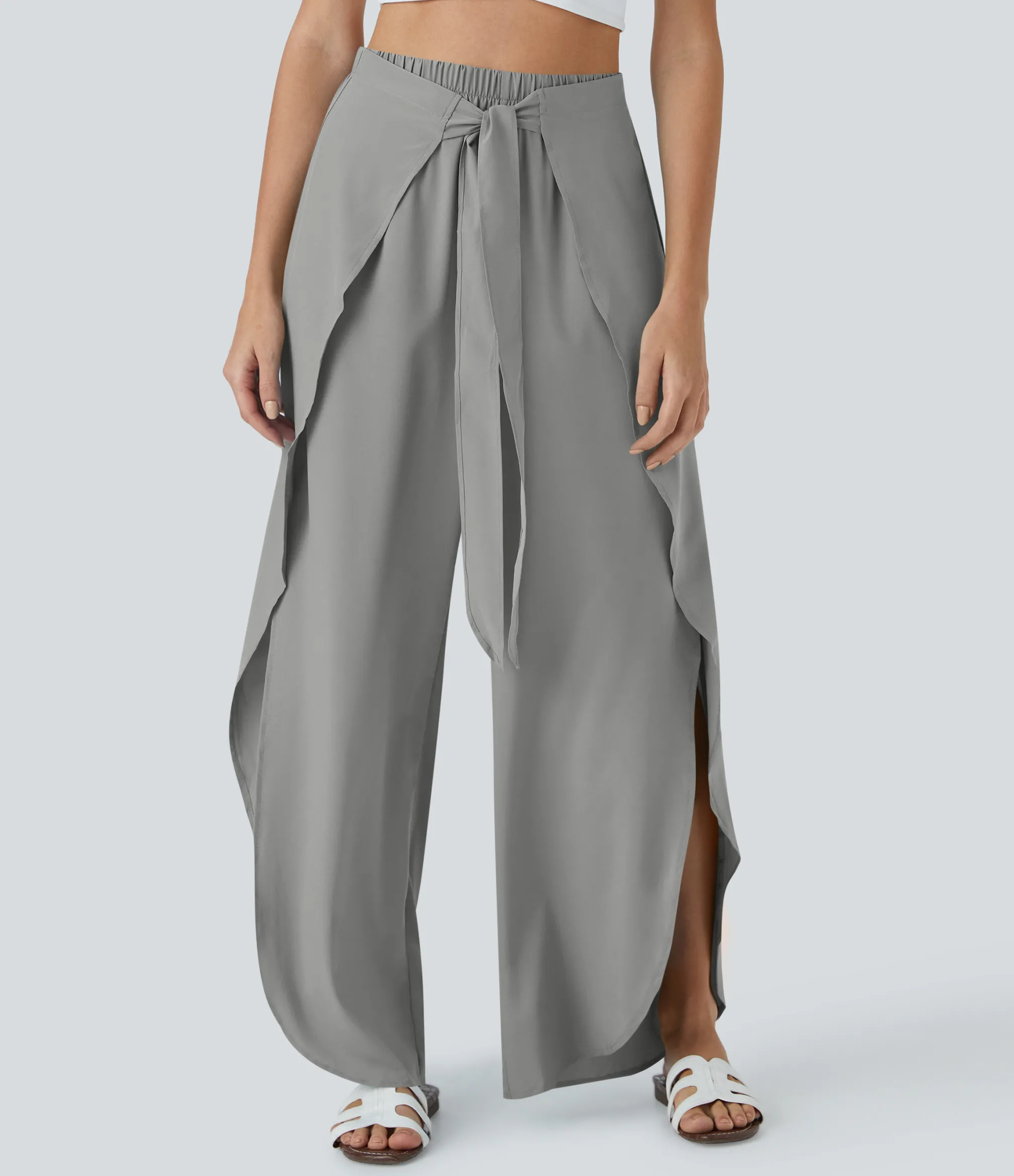 Flowy Pants|High-Waisted Pants<HALARA Breezeful™ High Waisted Tie Front Palazzo Flowy Wide Leg Quick Dry Casual Pants