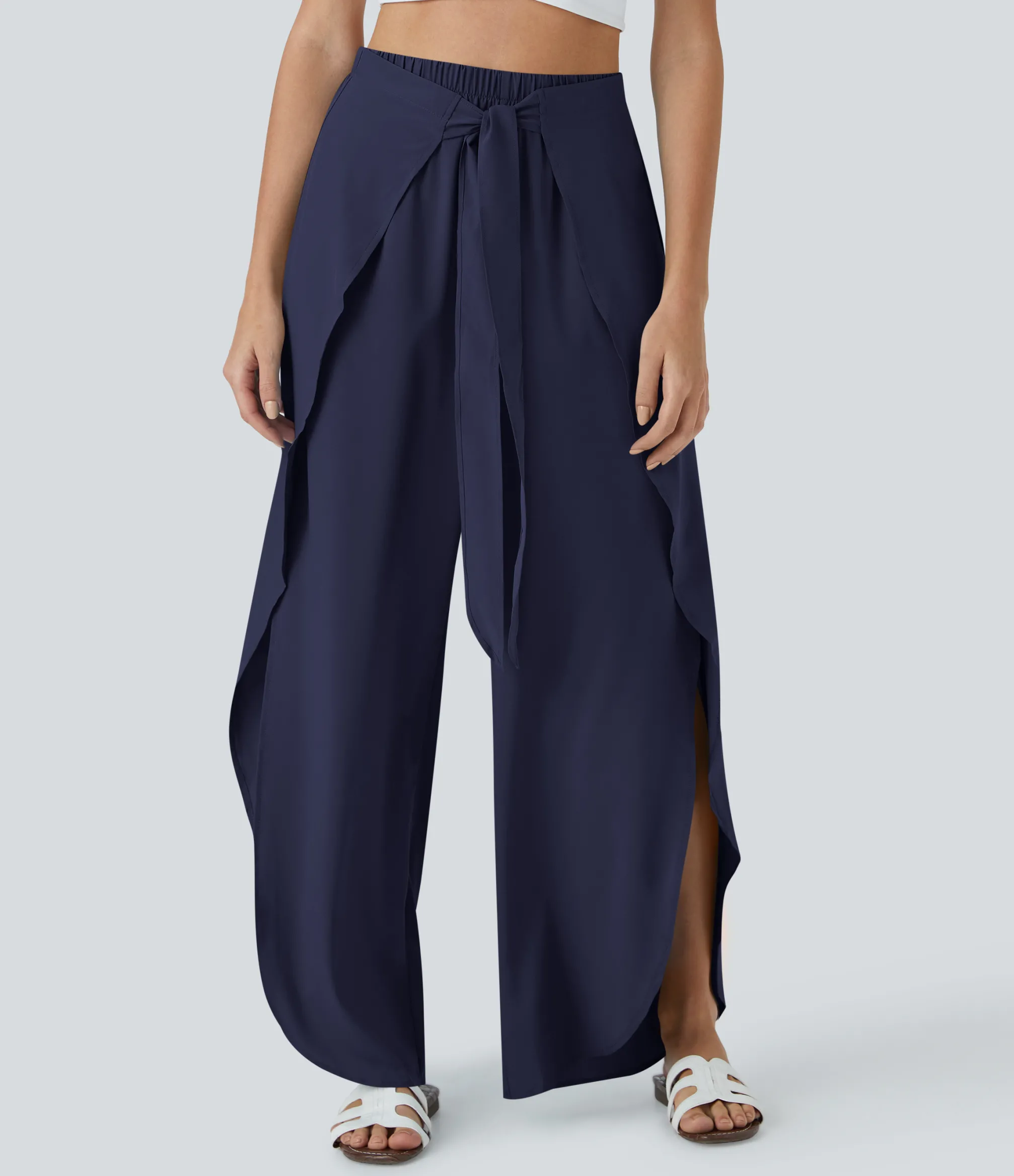Flowy Pants|High-Waisted Pants<HALARA Breezeful™ High Waisted Tie Front Palazzo Flowy Wide Leg Quick Dry Casual Pants