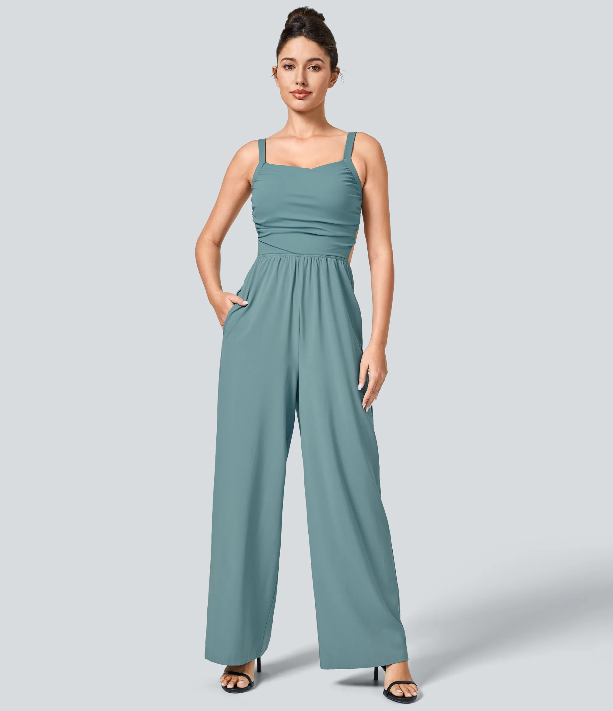 Jumpsuits<HALARA Breezeful™ Lace Up Pocket Quick Dry Casual Jumpsuit