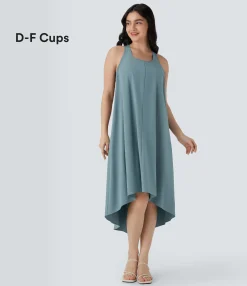 Flowy Dresses|Maxi & Midi Dresses<HALARA Breezeful™ RacerPocket High Low Flowy Midi Quick Dry Casual Dress-D/DD/DDD/F Cups
