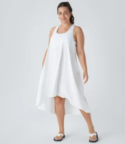 Flowy Dresses|Plus Size<HALARA Breezeful™ RacerPocket High Low Flowy Midi Quick Dry Casual Plus Size Dress