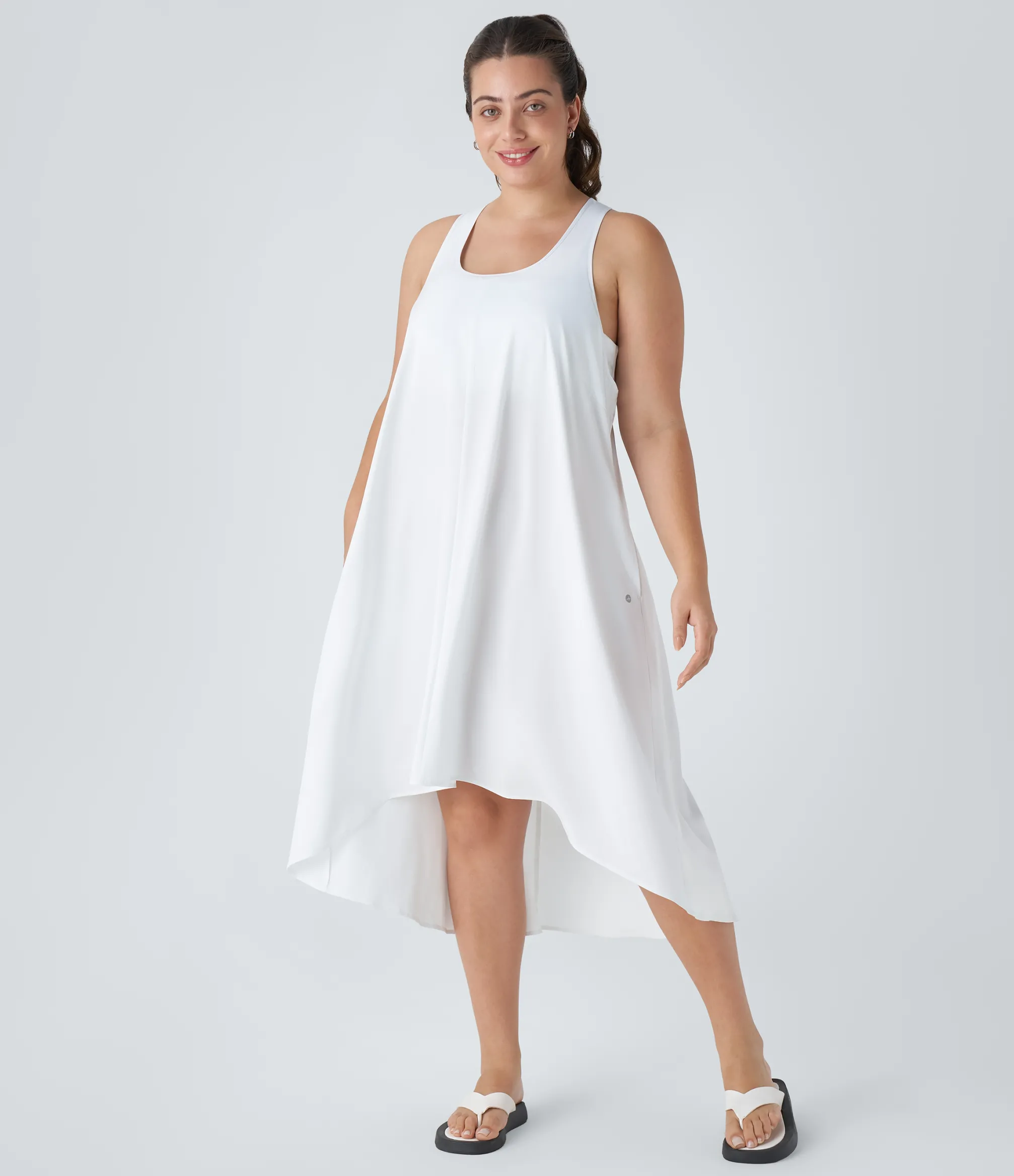 Flowy Dresses|Plus Size<HALARA Breezeful™ RacerPocket High Low Flowy Midi Quick Dry Casual Plus Size Dress