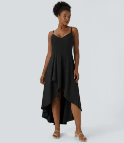 Flowy Dresses|Maxi & Midi Dresses<HALARA Breezeful™ Shirred High Low Flowy Quick Dry Maxi Slip Dress