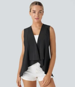 Jackets & Outerwear<HALARA Breezeful™ Sleeveless Contrast Mesh Asymmetric Hem Quick Dry Casual Coat