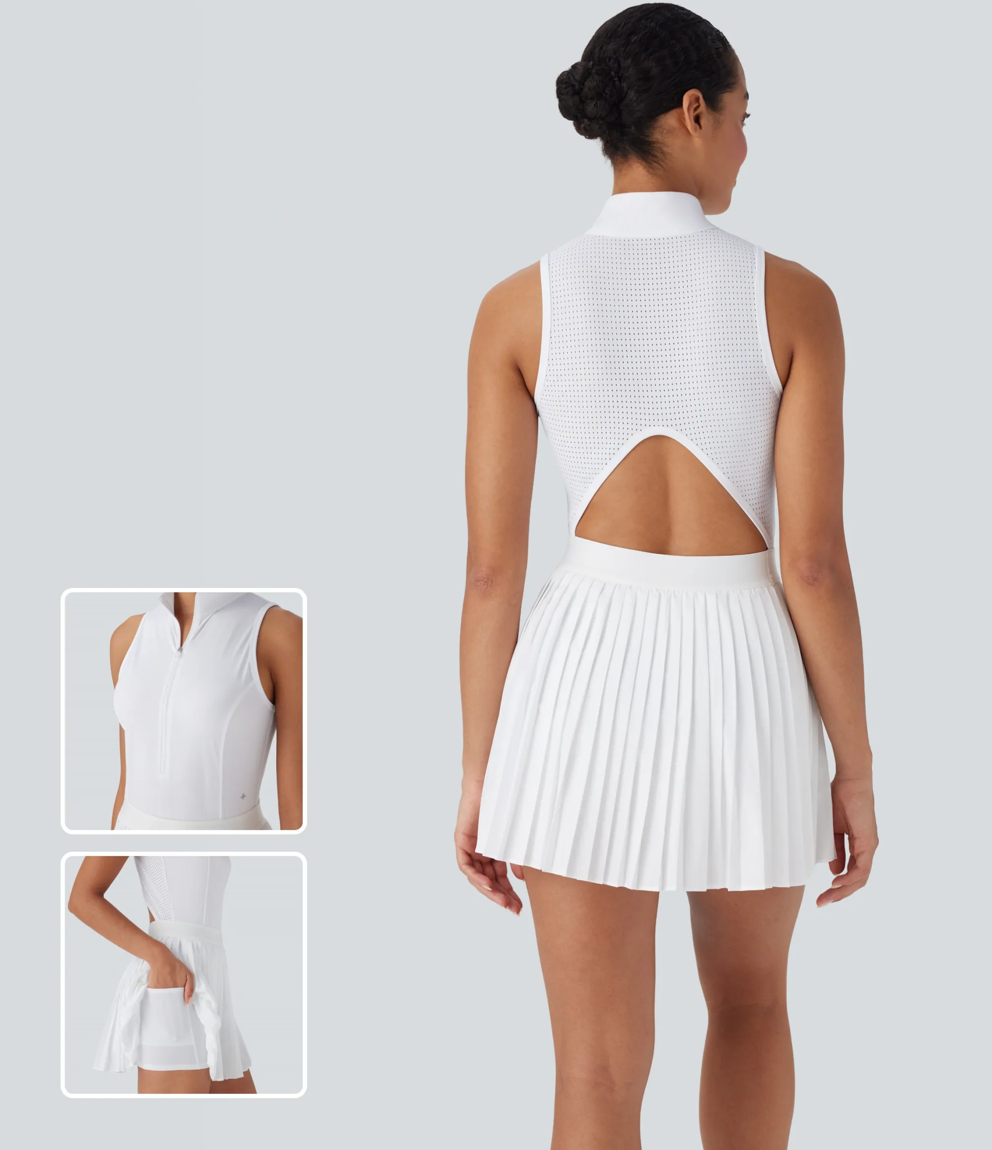 Flowy Dresses|Mini Dresses<HALARA Breezeful™ Sleeveless Cut Out 2-in-1 Pleated Quick Dry Mini Tennis Active Dress with Pockets