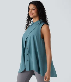 Work Tops|Shirts Blouses<HALARA Breezeful™ Sleeveless Flowy Quick Dry Work Blouse