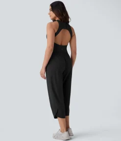 Jumpsuits<HALARA Breezeful™ Sleeveless Pockets Crossover Hem Capri Quick Dry Yoga Jumpsuit