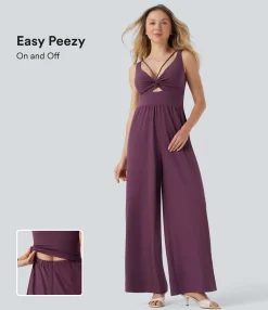 Jumpsuits<HALARA Breezeful™ Sleeveless U Back Quick Dry Casual Jumpsuit with Pockets-Easy Peezy Edition
