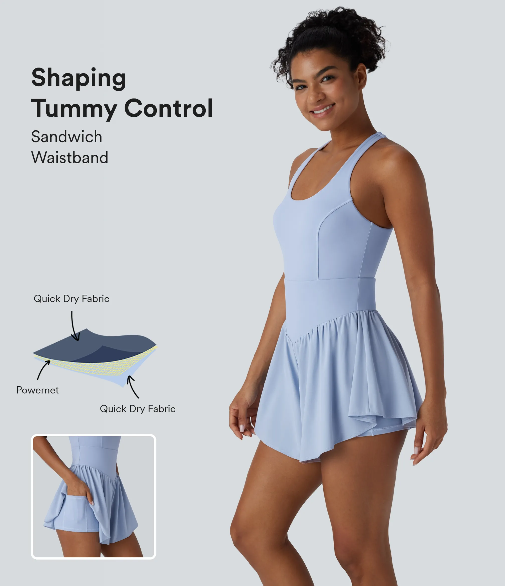 Jumpsuits<HALARA Breezeful™ SoCinched Corset Tummy Control 2-in-1 Pocket Flowy Quick Dry Tennis Jumpsuit