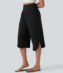 Flowy Pants|High-Waisted Pants<HALARA Breezeful™ SoCinched High Waisted Tummy Control Hem Quick Dry Capri Pants with Pockets