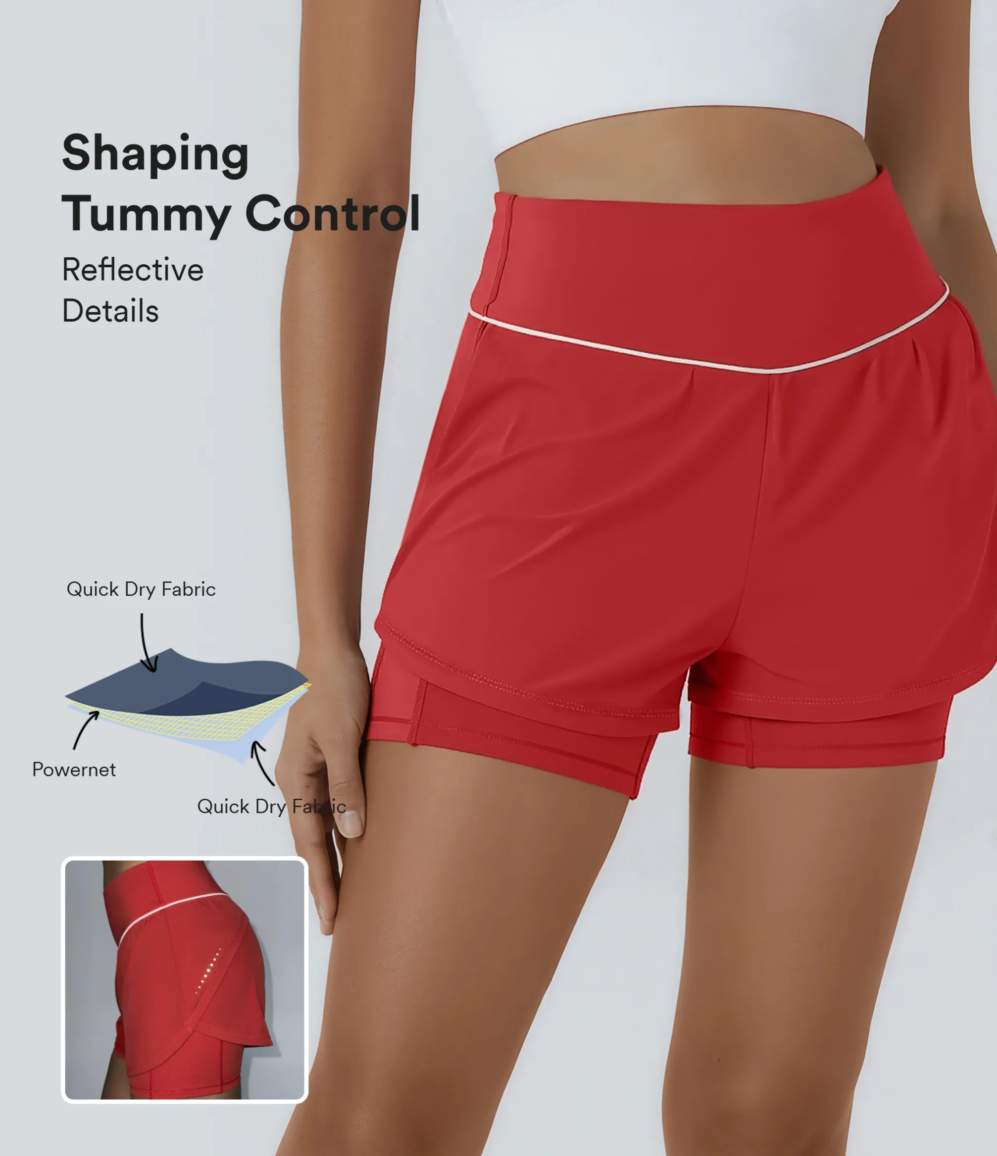 5'' Shorts|Active Shorts<HALARA Breezeful™ Socinched Reflective Mid Rise Tummy Control 2-in-1 Quick Dry Running Shorts 5'' with Pockets