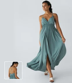 Dresses|Flowy Dresses<HALARA Breezeful™ V Neck Flowy Maxi Quick Dry Casual Slip Dress