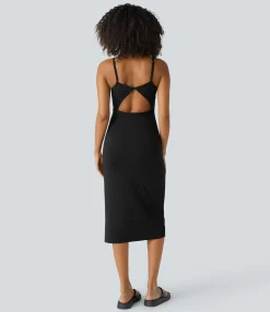 Dresses|Maxi & Midi Dresses<HALARA Contrast Lace Hem Midi Casual Slip Dress