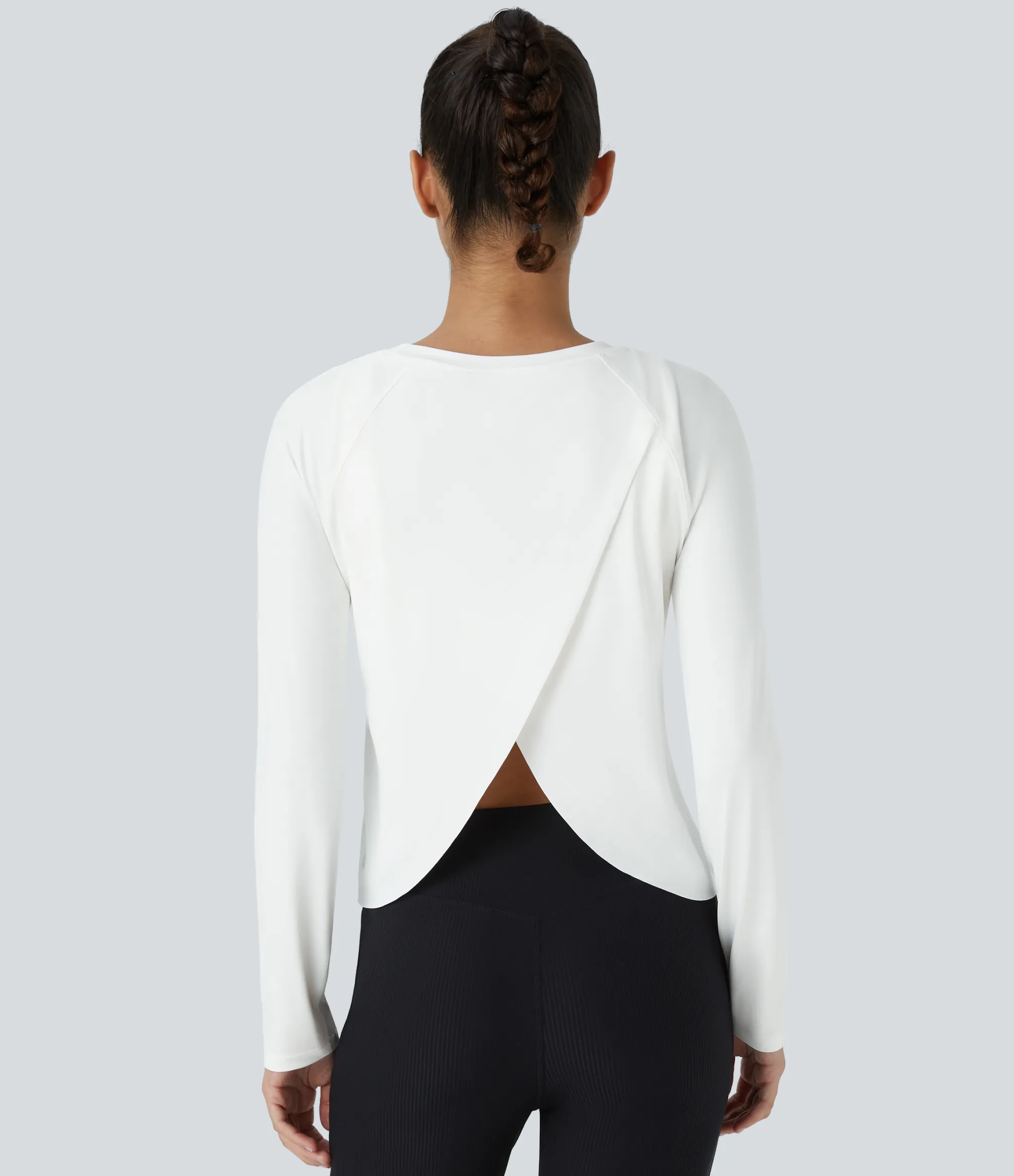 Sports Tops|Sports Tops<HALARA Contrast Mesh Hem Long Sleeve Cool Touch Yoga Sports Top-UPF50+