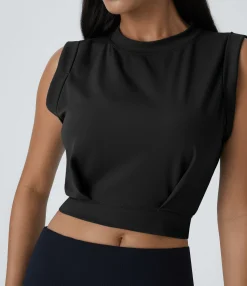 Casual Tops|Yoga Tops<HALARA Crew Neck Sleeveless Cropped Yoga Tank Top
