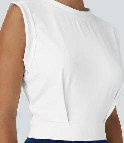 Casual Tops|Yoga Tops<HALARA Crew Neck Sleeveless Cropped Yoga Tank Top
