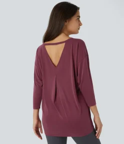 Sports Tops|Sports Tops<HALARA Cut Out 3/4 Sleeve Yoga Sports Top