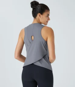 Tank Tops & Camis|Tank Tops<HALARA Cut Out Crossover Hem Solid Yoga Tank Top