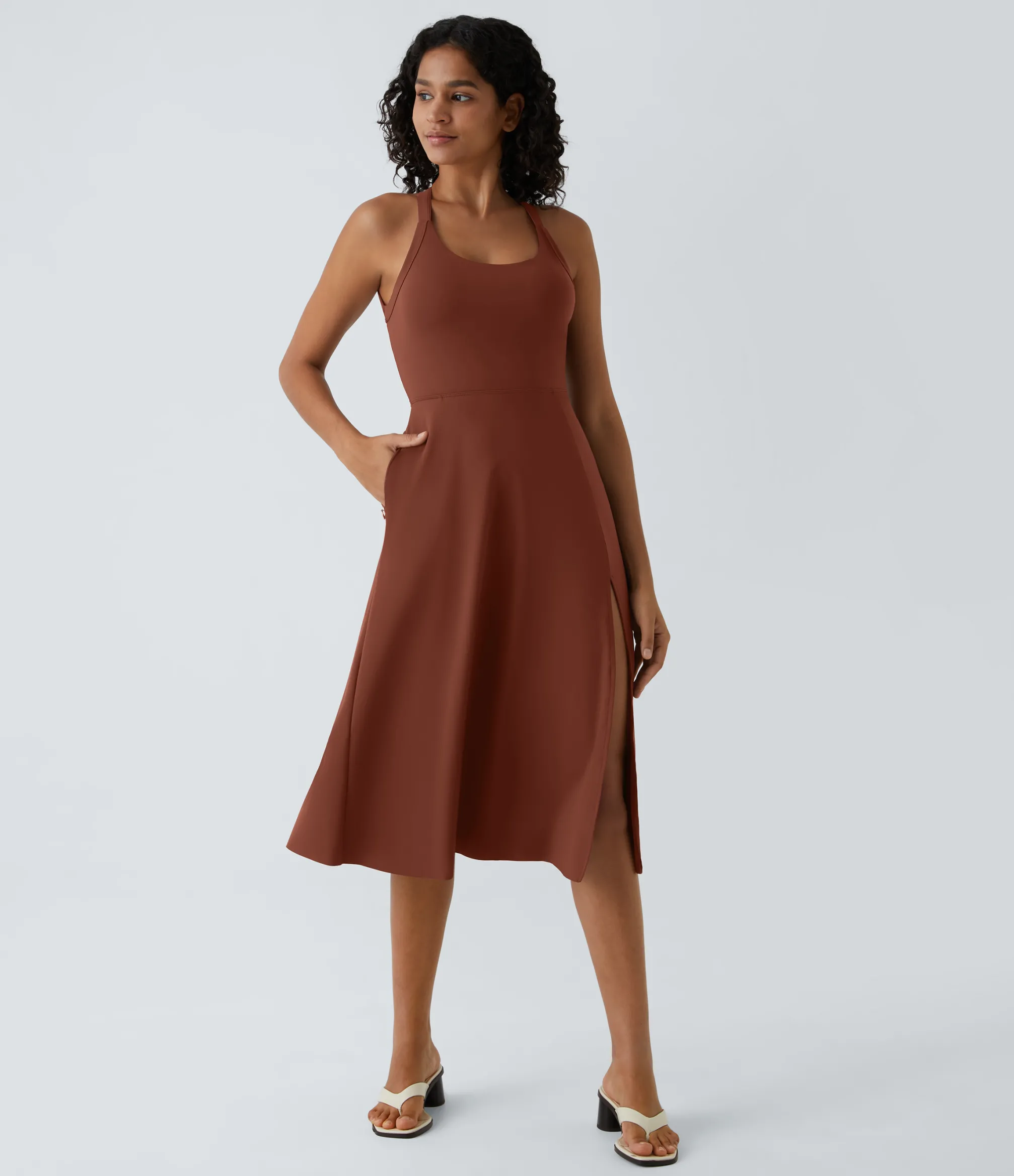 Party Dresses|Maxi & Midi Dresses<HALARA Cut Out Pocket Midi Casual Dress