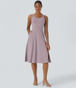 Party Dresses|Maxi & Midi Dresses<HALARA Cut Out Pocket Midi Casual Dress