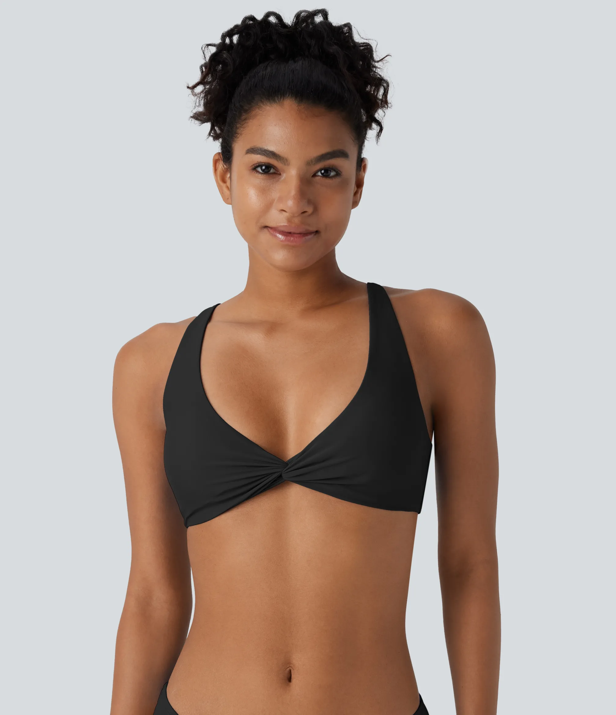 Beachwear<HALARA Deep V Neck Bikini Top Swimsuit