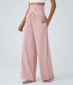 High-Waisted Pants|Pants<HALARA Double-Layer Super High Waisted Lace Up Pocket Yoga Pants