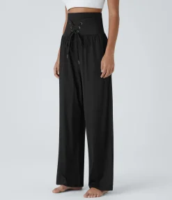High-Waisted Pants|Pants<HALARA Double-Layer Super High Waisted Lace Up Pocket Yoga Pants