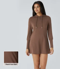 Dresses|Mini Dresses<HALARA Drawstring Long Sleeve Mini Casual Hoodie Dress