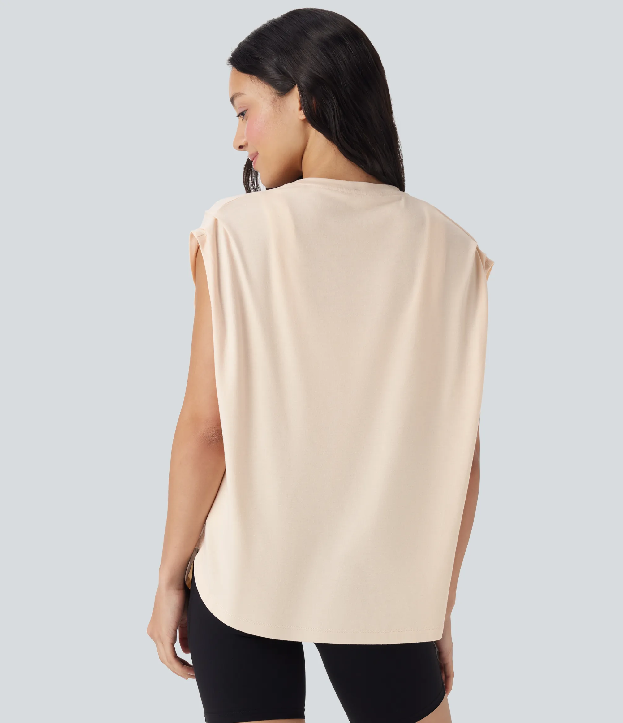 Sports Tops|Sports Tops<HALARA Dropped Shoulder Curved Hem Yoga Sports Top
