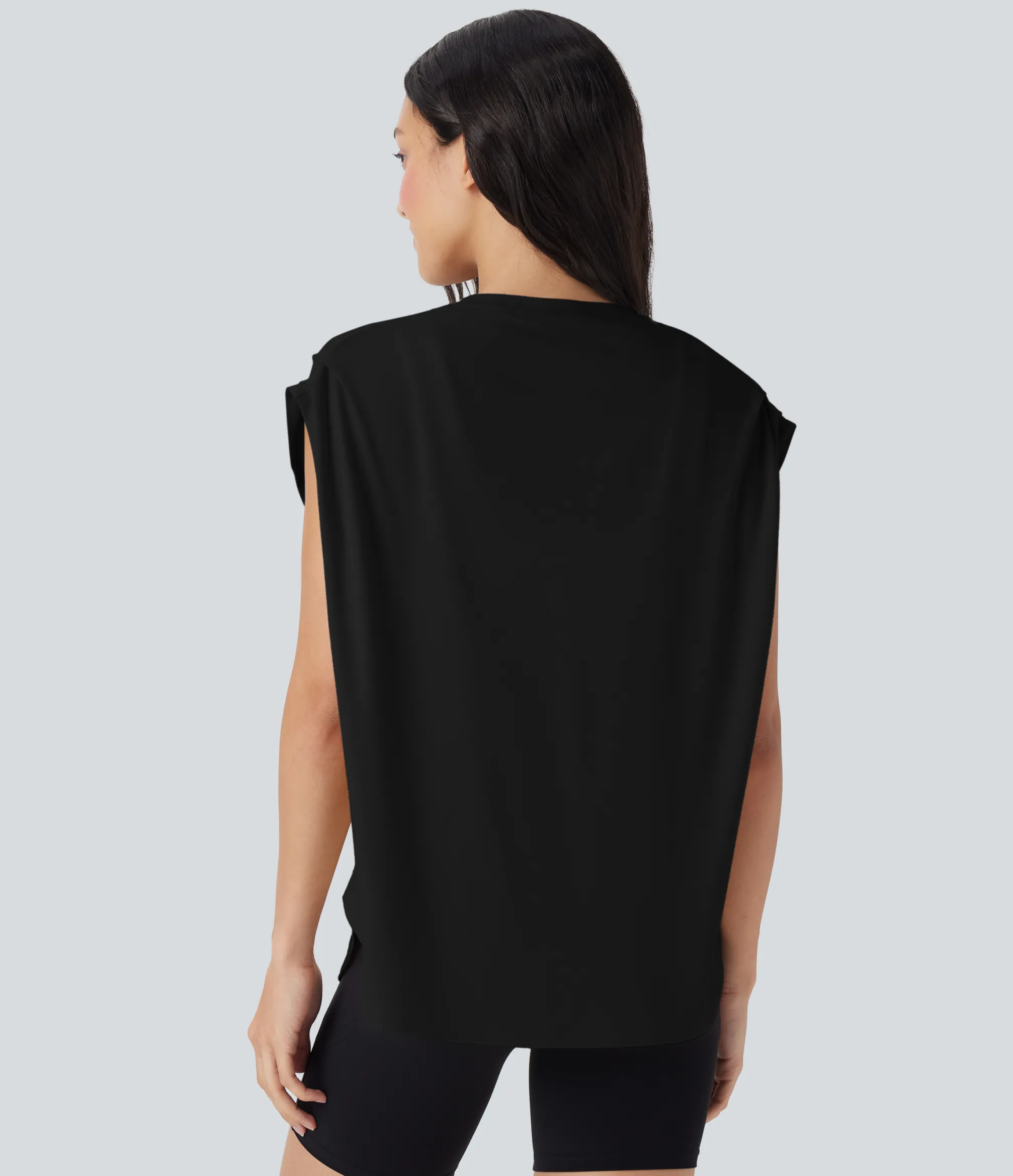 Sports Tops|Sports Tops<HALARA Dropped Shoulder Curved Hem Yoga Sports Top