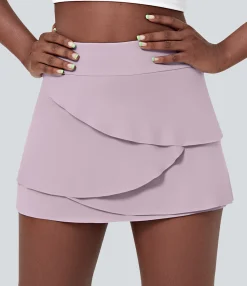 Mini Skirts|Active Skirts<HALARA Everyday High Waisted Pocket Tiered Petal 2-in-1 Golf Skirt