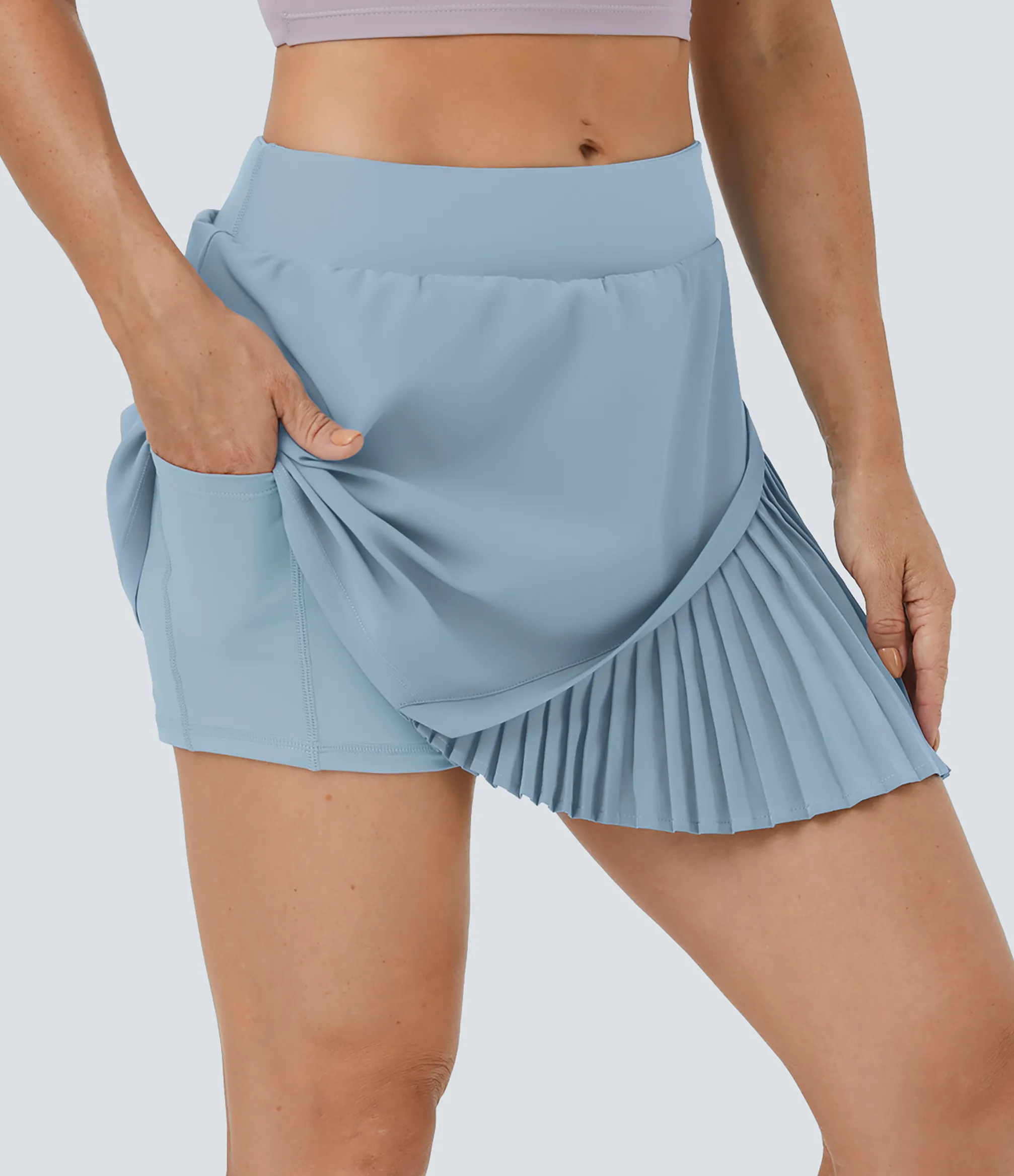 Mini Skirts|Pleated Skirts<HALARA Everyday 2-in-1 Pleated Patchwork Tennis Skirt-Kinetic