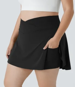 Plus Size<HALARA Everyday SoftlyZero™ Airy Crossover Pocket 2-in-1 Cool Touch Tennis Plus Size Skirt-Lucid-UPF50+