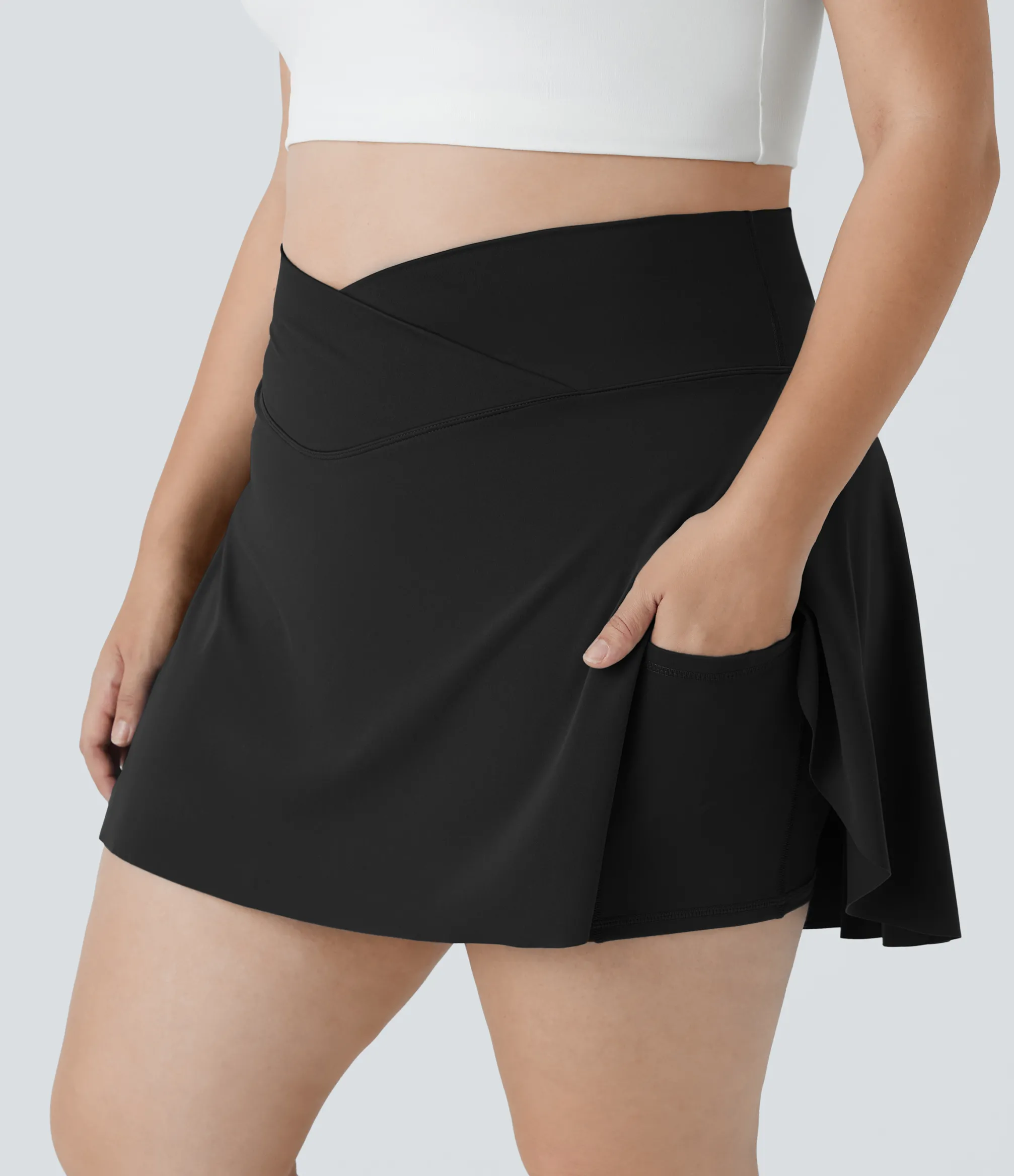 Plus Size<HALARA Everyday SoftlyZero™ Airy Crossover Pocket 2-in-1 Cool Touch Tennis Plus Size Skirt-Lucid-UPF50+