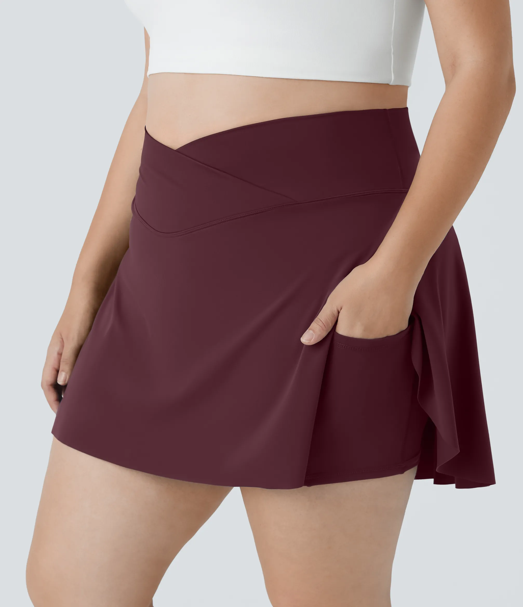 Plus Size<HALARA Everyday SoftlyZero™ Airy Crossover Pocket 2-in-1 Cool Touch Tennis Plus Size Skirt-Lucid-UPF50+