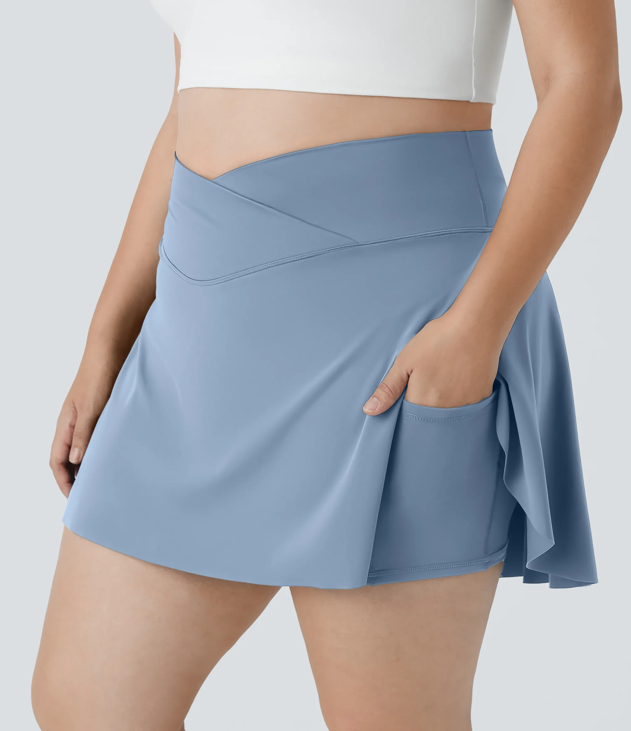 Plus Size<HALARA Everyday SoftlyZero™ Airy Crossover Pocket 2-in-1 Cool Touch Tennis Plus Size Skirt-Lucid-UPF50+
