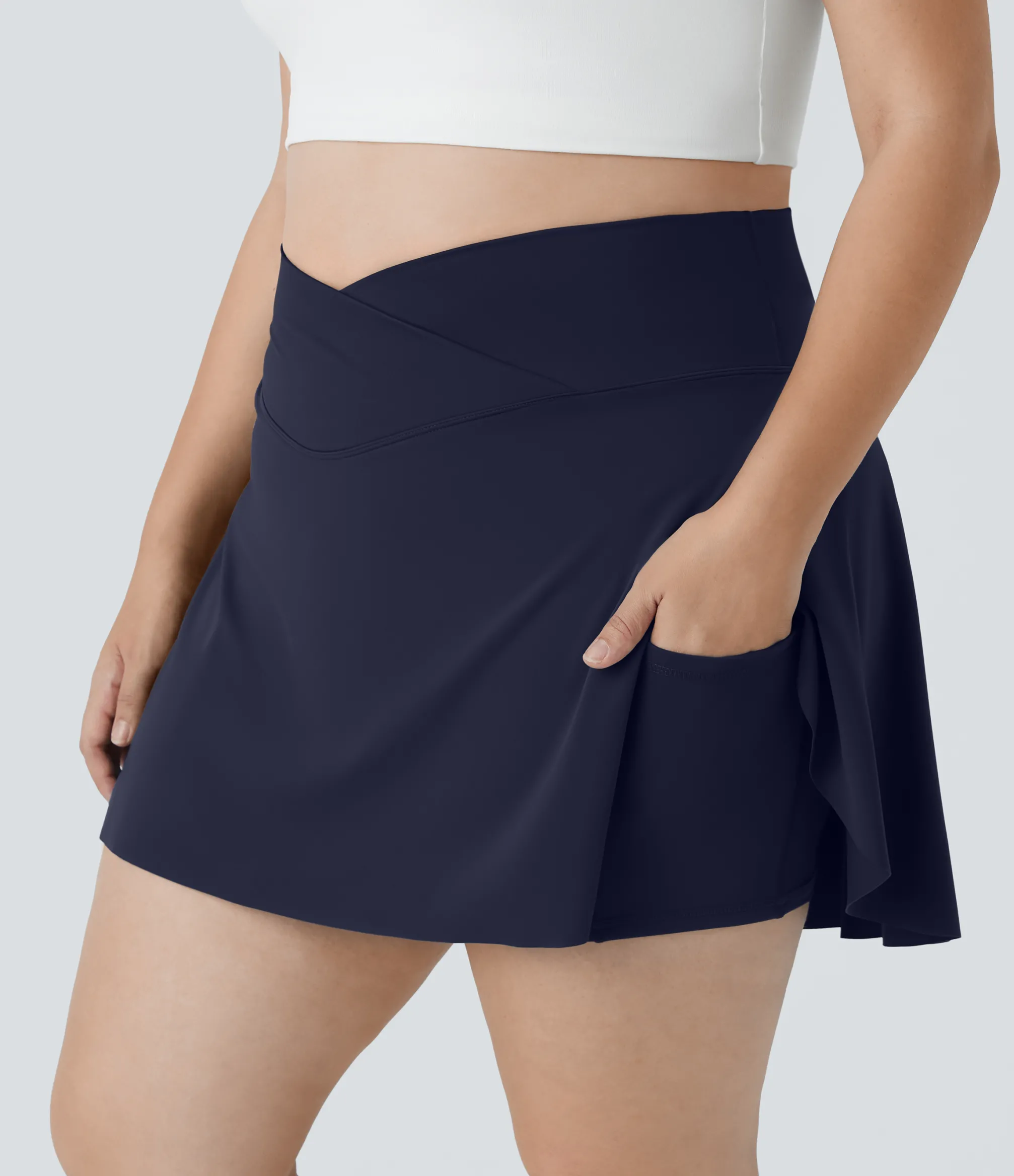 Plus Size<HALARA Everyday SoftlyZero™ Airy Crossover Pocket 2-in-1 Cool Touch Tennis Plus Size Skirt-Lucid-UPF50+