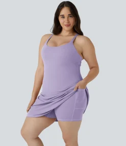 Plus Size<HALARA Everyday SoftlyZero™ Plush 2-in-1 Flare Plus Size Activity Dress-Wannabe-Longer Length