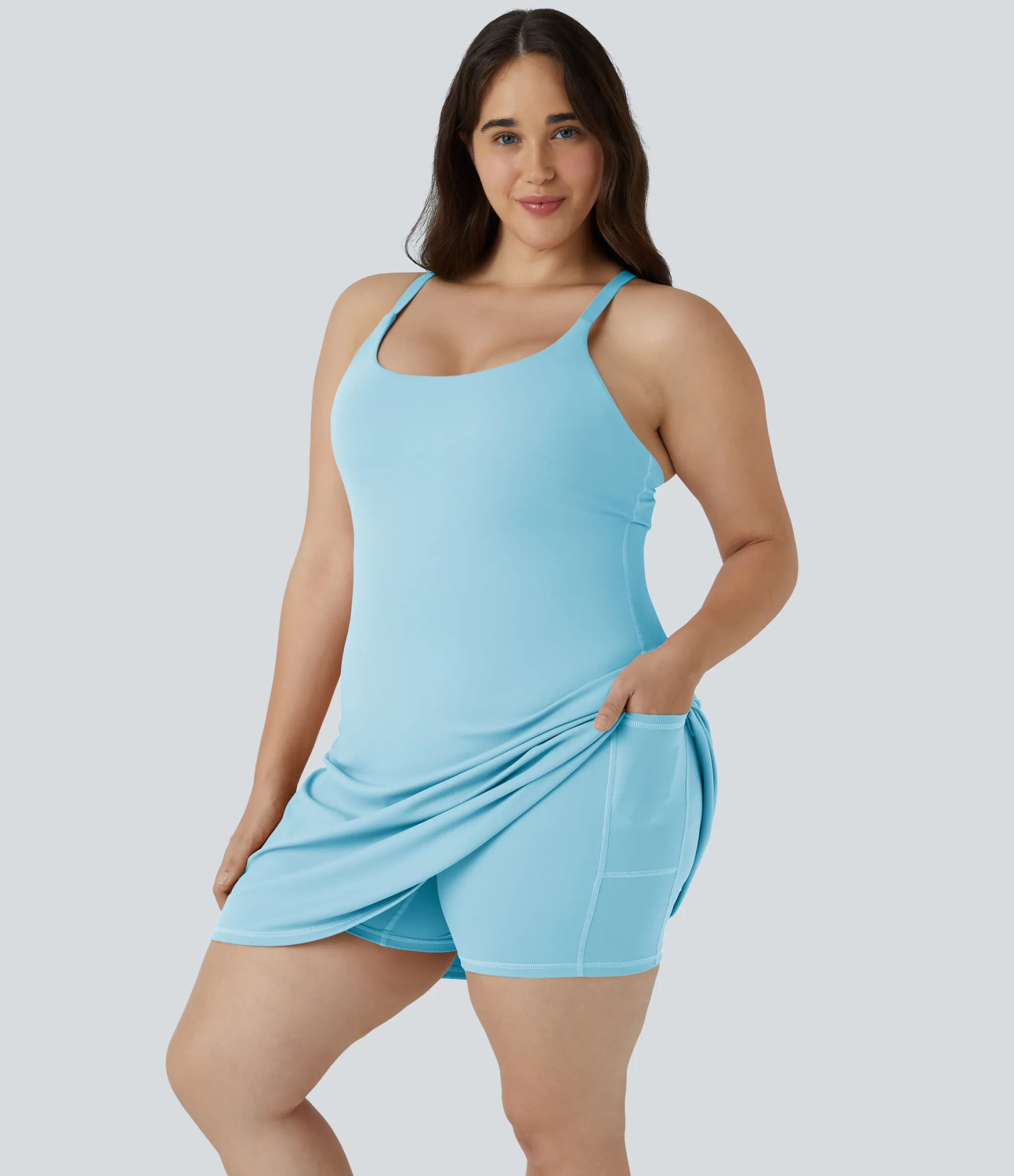 Plus Size<HALARA Everyday SoftlyZero™ Plush 2-in-1 Flare Plus Size Activity Dress-Wannabe-Longer Length