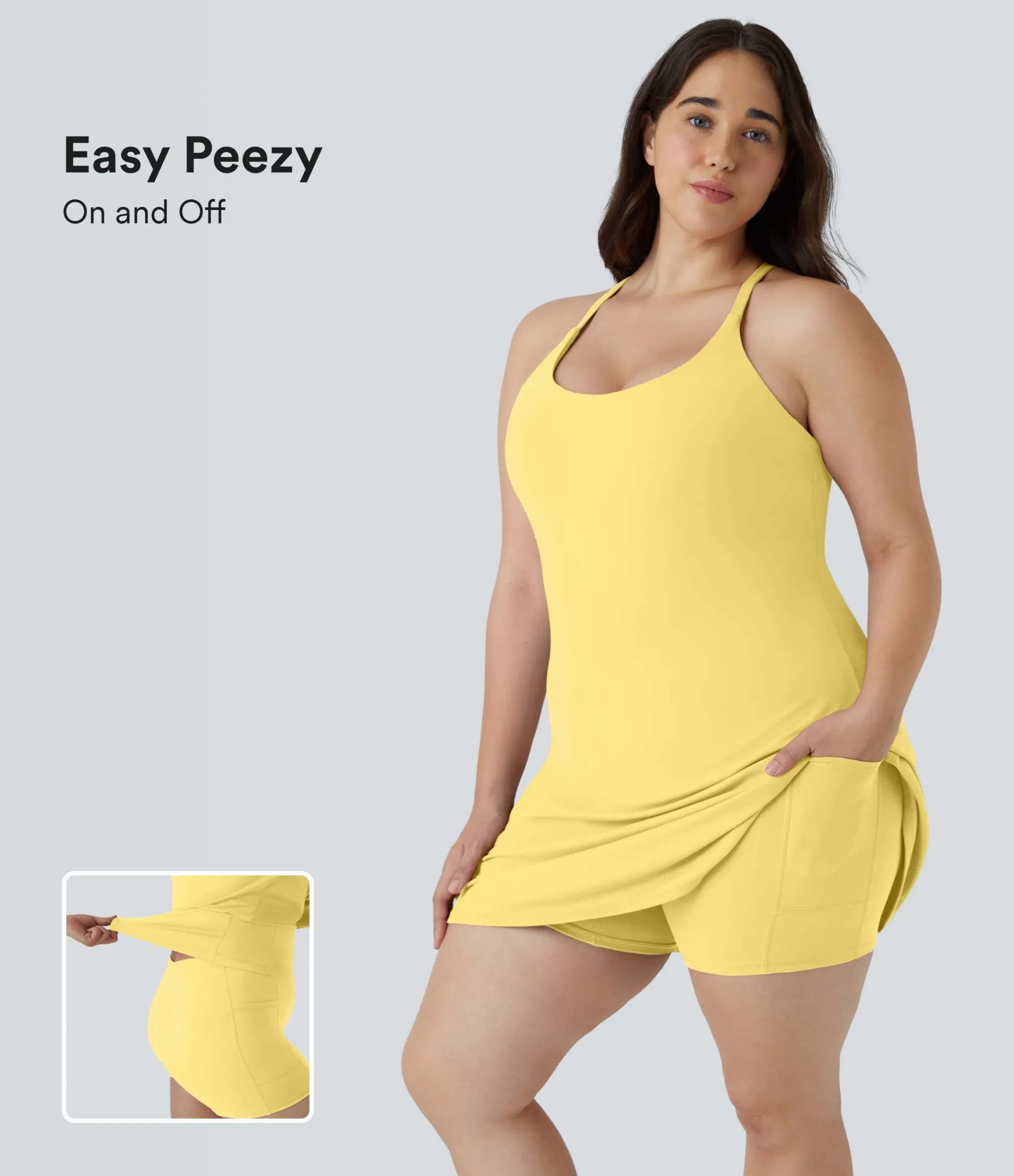 Plus Size<HALARA Everyday SoftlyZero™ Plush Backless 2-in-1 Flare Workout Plus Size Dress-Wannabe-Easy Peezy