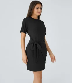 Dresses|Mini Dresses<HALARA Everyday Tie Knot Ruched Mini Chill Dress-Belle
