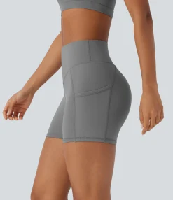 Active Shorts|Bikers<HALARA Faux Leather High Waisted Pocket Yoga Biker Shorts 4''