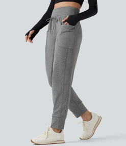 Joggers|Joggers<HALARA Foldover High Waisted Drawstring Ruched Yoga Joggers with Pockets