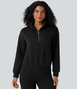 Sweatshirts & Hoodies<HALARA Funnel Neck Half Zip Long Sleeve Casual Sweatshirt