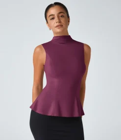 Work Tops|Tank Tops & Camis<HALARA Funnel Neck Peplum Work Tank Top